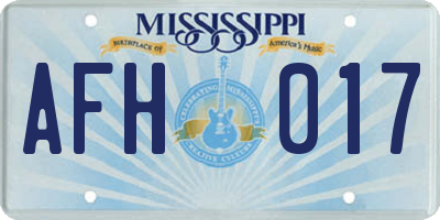 MS license plate AFH017