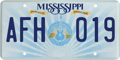 MS license plate AFH019