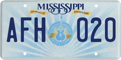 MS license plate AFH020