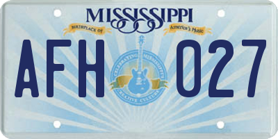 MS license plate AFH027