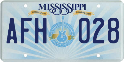 MS license plate AFH028