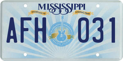 MS license plate AFH031