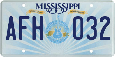 MS license plate AFH032