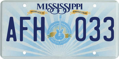 MS license plate AFH033
