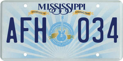 MS license plate AFH034