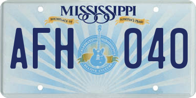 MS license plate AFH040
