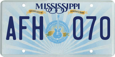 MS license plate AFH070