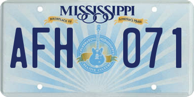 MS license plate AFH071