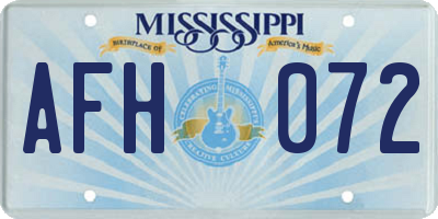 MS license plate AFH072