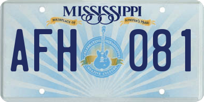 MS license plate AFH081