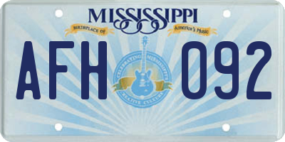 MS license plate AFH092