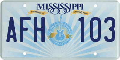 MS license plate AFH103