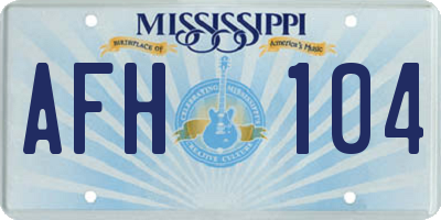 MS license plate AFH104