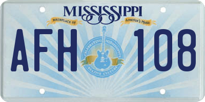 MS license plate AFH108