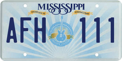 MS license plate AFH111
