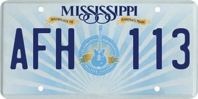 MS license plate AFH113