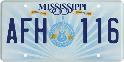 MS license plate AFH116
