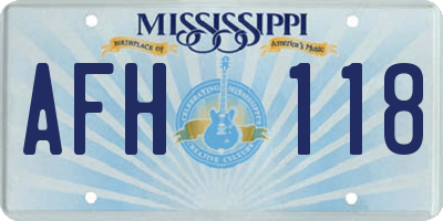 MS license plate AFH118