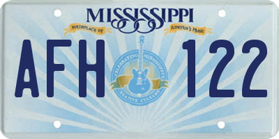 MS license plate AFH122