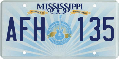 MS license plate AFH135