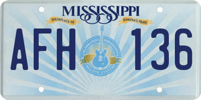 MS license plate AFH136