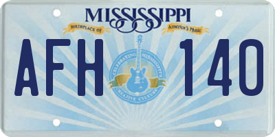 MS license plate AFH140