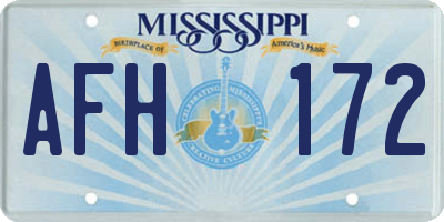 MS license plate AFH172