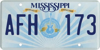 MS license plate AFH173