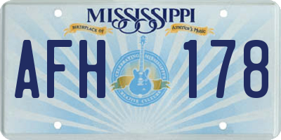 MS license plate AFH178