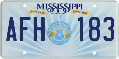 MS license plate AFH183
