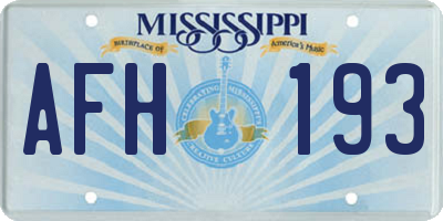 MS license plate AFH193