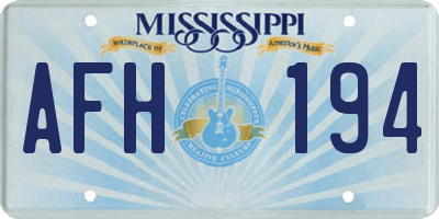 MS license plate AFH194