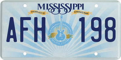 MS license plate AFH198