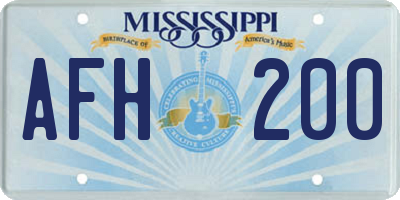 MS license plate AFH200