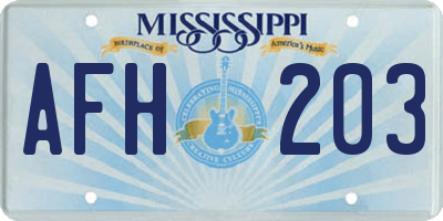MS license plate AFH203