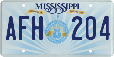 MS license plate AFH204