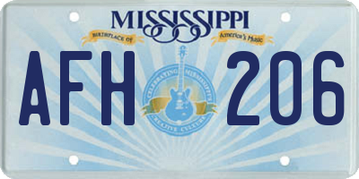 MS license plate AFH206