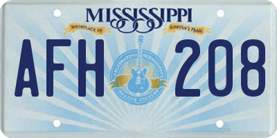 MS license plate AFH208