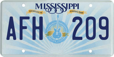 MS license plate AFH209