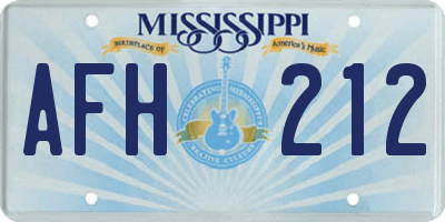 MS license plate AFH212