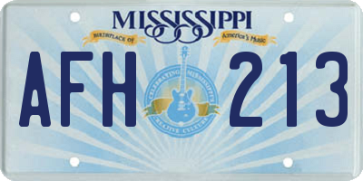 MS license plate AFH213