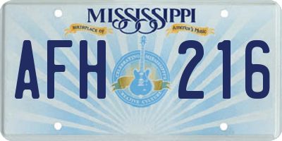 MS license plate AFH216