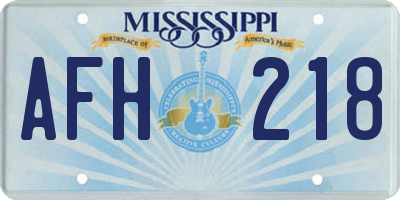 MS license plate AFH218