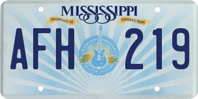 MS license plate AFH219
