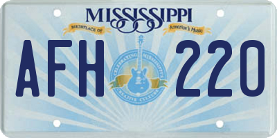 MS license plate AFH220