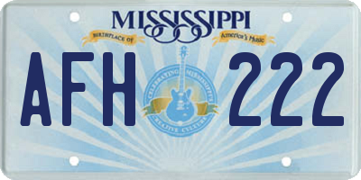 MS license plate AFH222