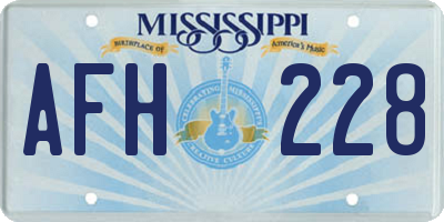 MS license plate AFH228