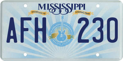 MS license plate AFH230