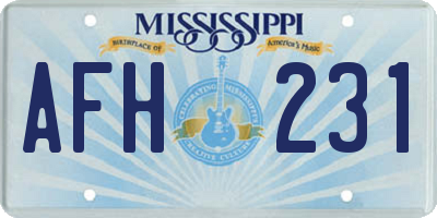 MS license plate AFH231