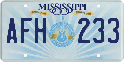 MS license plate AFH233